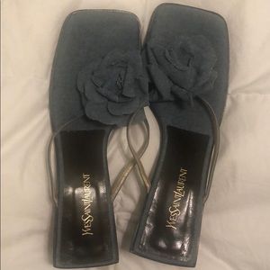 Yves Saint Laurent chambray sandals.